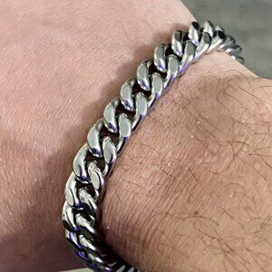 Neiman Marcus Miami Cuban Stainless Steel Chain Bracelet